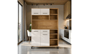 Kredenc Vienna 120cm, dub lancelot/bílý lesk