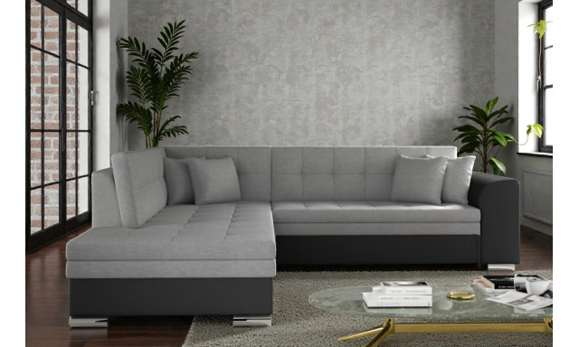 Moderní rohová sedačka rozkládací Santiago, černá/šedá