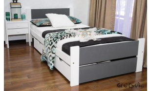 Postel z masivu Dante 90x200cm, bílá/šedá