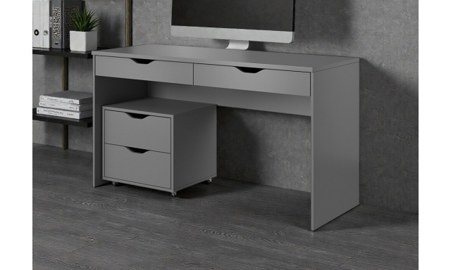Moderní PC stůl + kontejner Linda, šedý 