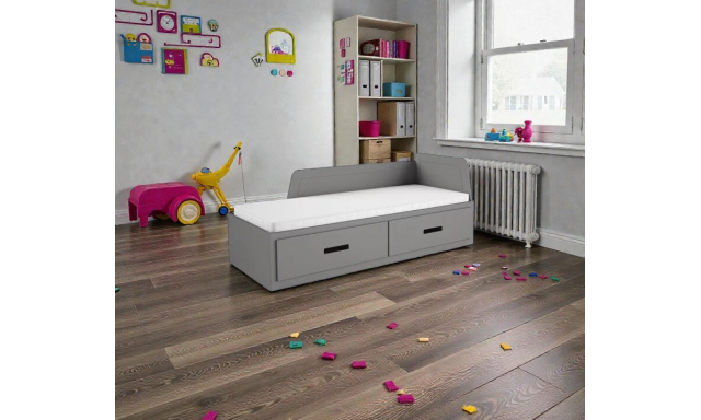 Kvalitní postel z masivu Cian, šedá - rozkládací 