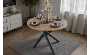 Kulatý jídelní stůl Sandra 110cm, dub Artisan