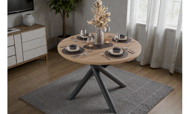Kulatý jídelní stůl Sandra 110cm, dub Artisan