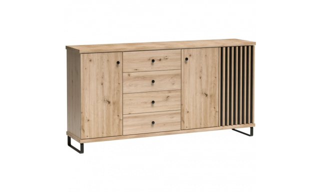 Komoda se čtyřmi zásuvkami a třemi dvířky CAYA