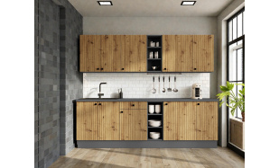 Moderní kuchynská linka Adam 280cm B, šedá/dub Artisan