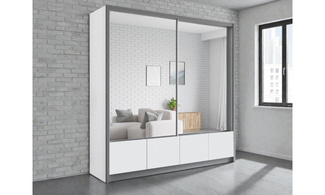 Kvalitní šatní skřín Limone 204cm, bílá 