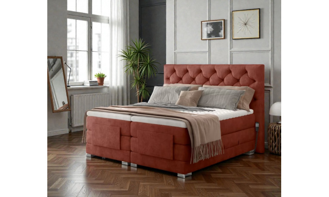 Luxusní polohovací postel Samanta 180x200cm, červená 