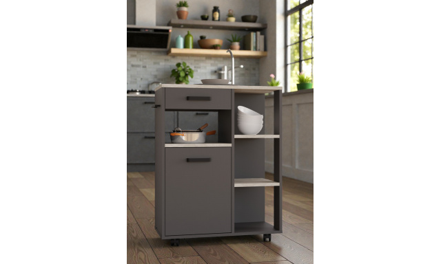 Kredenc Andy 80cm nízký, šedá/bílá