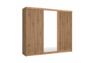 Moderní šatní skřín Flores 250cm, dub wotan + zrcadlo