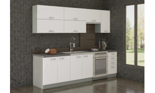 Moderní kuchynská linka Bonita 180/240cm, bílý lesk