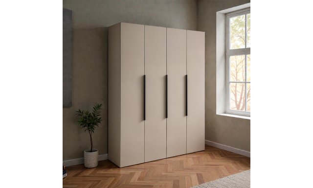 Moderní šatní skříň Tara 180cm, jílová + zrcadlo