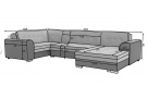 Rohová sedačka ve tvaru U Verizon, černá/šedá