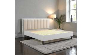 Kvalitní postel z masivu Desira 160x200cm, bílá/béžová