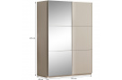Šatní skříň VISTO s posuvnými dveřmi, 2 dveřmi a zrcadlem