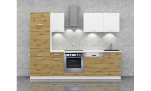 Kompletní kuchynská linka Alena 270cm, bílá/dub artisan