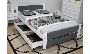 Postel z masivu Dante 180x200cm, bílá/šedá