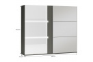 Šatní skříň s posuvnými dveřmi, 2 dveřmi a zrcadlem TESSA