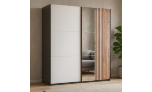 Šatní skříň EVIA s posuvnými dveřmi a zrcadlem