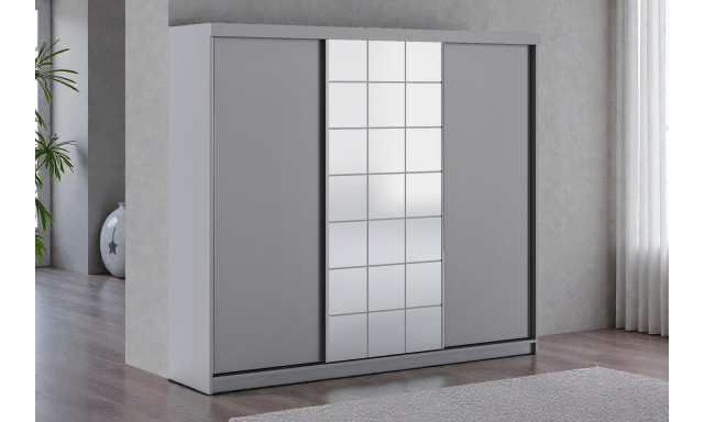 Moderní šatní skřín Cinema 250cm, šedá 