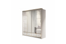 Kvalitní šatní skřín Siena 203cm, bílý lesk + LED 