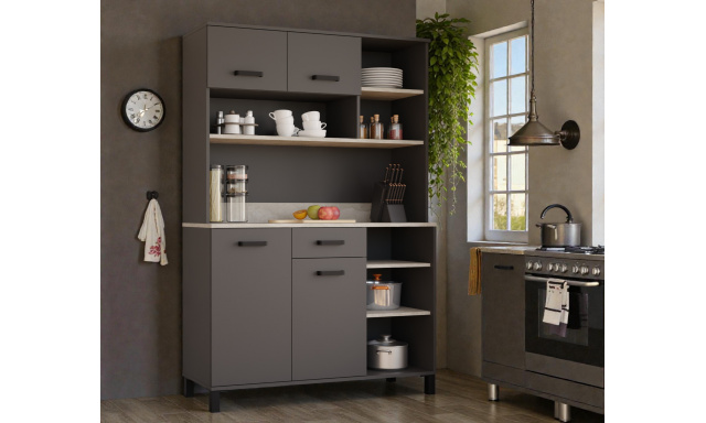 Kredenc Andy 120cm, šedá/bílá