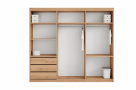 Moderní šatní skřín Flores 250cm, dub wotan + zrcadlo