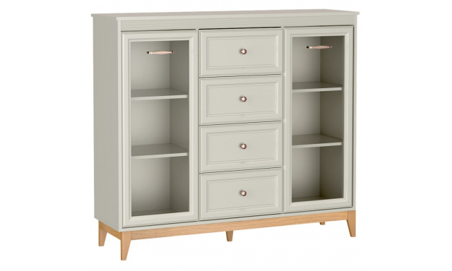 Vitrína se 4 zásuvkami a 2 dvířky CHARLOTT