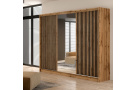 Šatní skříň s posuvnými dveřmi se zrcadlem a lamelami LEROY