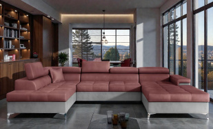 Luxusní rohová sedačka Bamako, šedá/červená 
