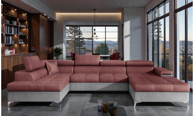 Luxusní rohová sedačka Bamako, šedá/červená 