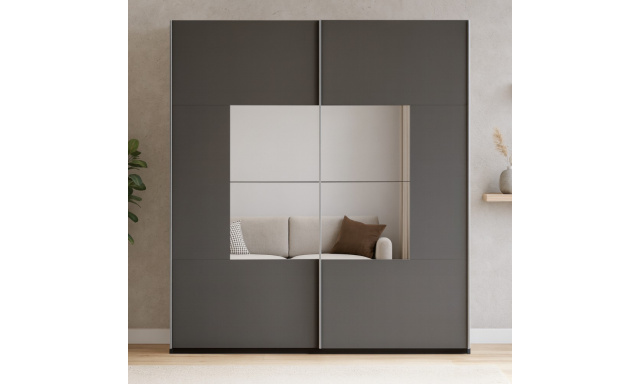 Šatní skříň BROOKLYN s posuvnými dveřmi a zrcadlem