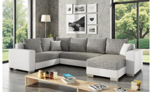 Velká sedačka ve tvaru U Deron, bílá/šedá