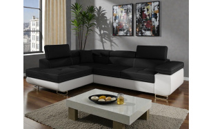 Kvalitní rohová sedačka Bergen, bílá/černá Savana