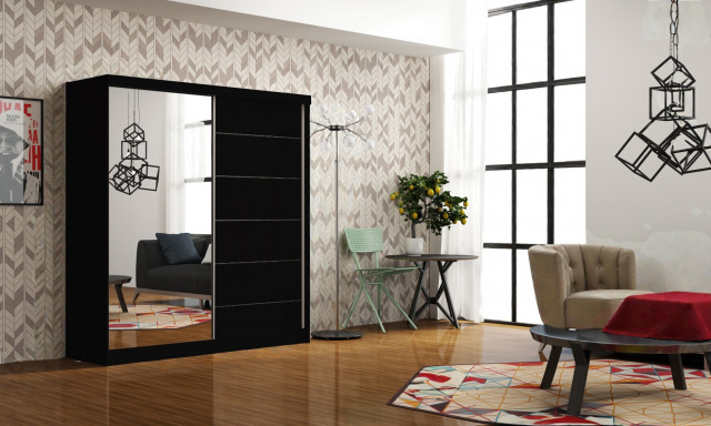 Šatní skřín Tacoma 150cm, černá 