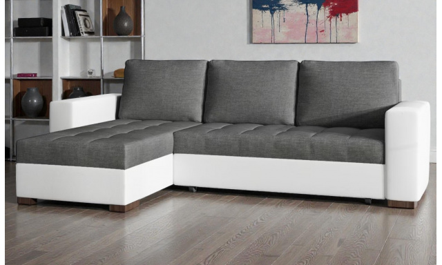 Moderní rohová sedačka Heron, bílá/šedá