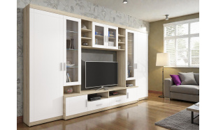 Stylová obývací stěna Dante, dub sonoma/bílá