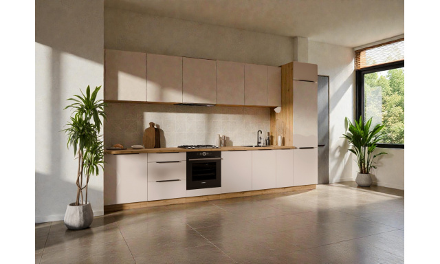 Luxusní kuchyně Zion 390cm, dub artisan/cashmere