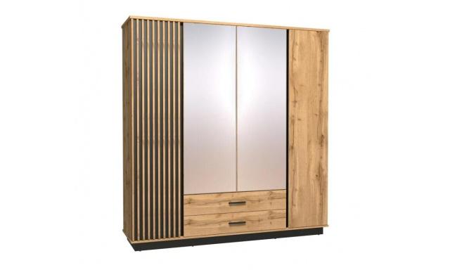 Šatní skřín Merino 18, dub wotan/černý mat