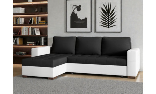Moderní rohová sedačka Heron, bílá/černá