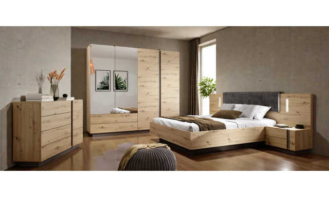 Kvalitní ložnice Rabena, dub artisan/grafit 