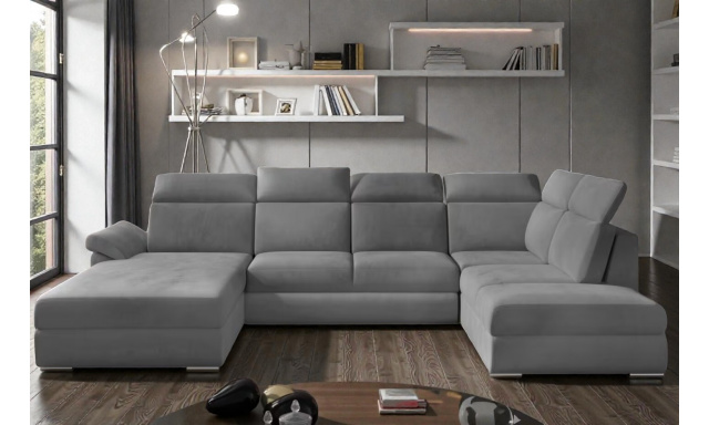 Luxusní sedačka ve tvaru U Shark, šedá