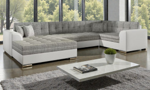 Rohová sedačka ve tvaru U Verizon, bílá/šedá