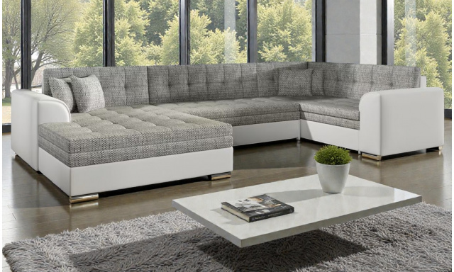 Rohová sedačka ve tvaru U Verizon, bílá/šedá