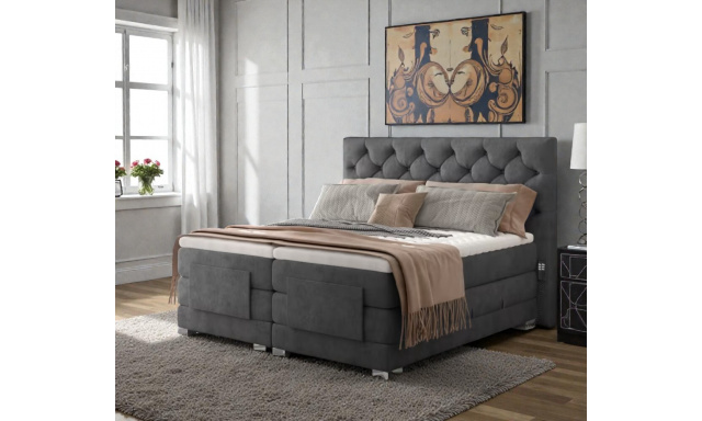 Luxusní polohovací postel Samanta 180x200cm, šedá 