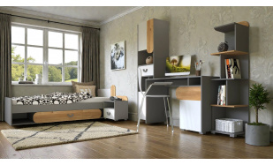 Dětský pokoj Beste (vzorová sestava A), dub nash/bílá