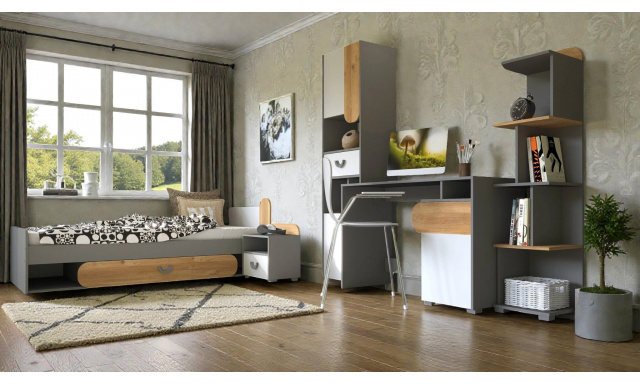 Dětský pokoj Beste (vzorová sestava A), dub nash/bílá 