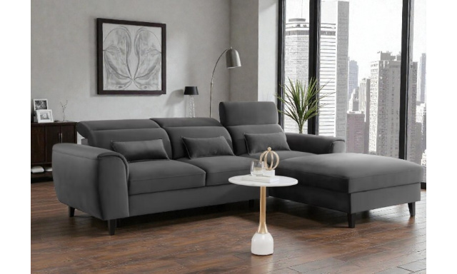 Kvalitní rohová sedačka Moritz, tmavě šedá