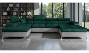 Luxusní rohová sedačka Bamako, šedá/zelená 