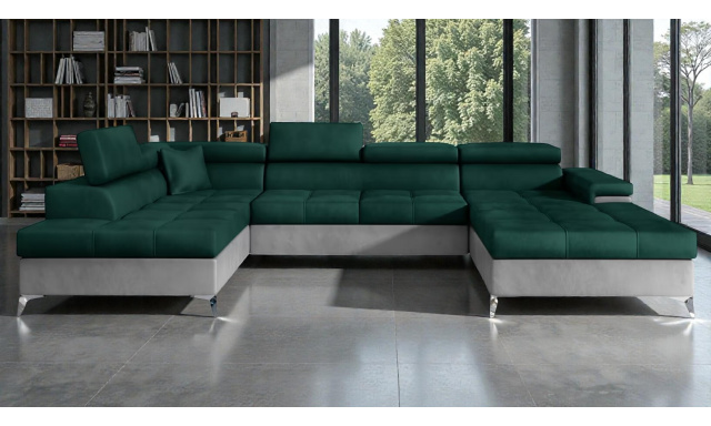 Luxusní rohová sedačka Bamako, šedá/zelená 