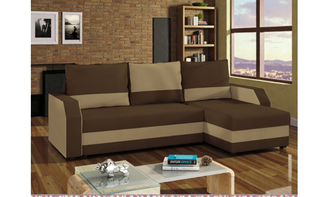 Moderní rohová sedačka Antonio, hnědá